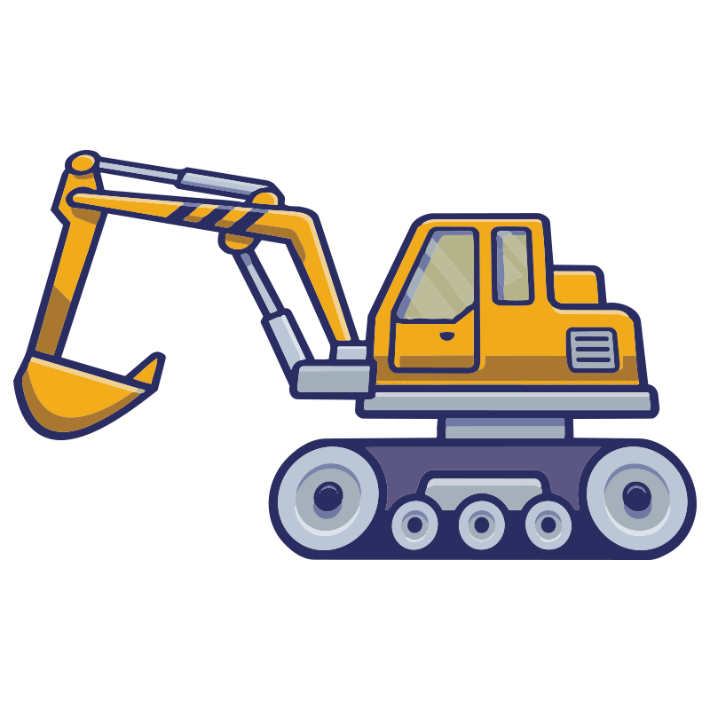 Vinyl teppe spedbarn gravemaskin typisk gul - Tenstickers