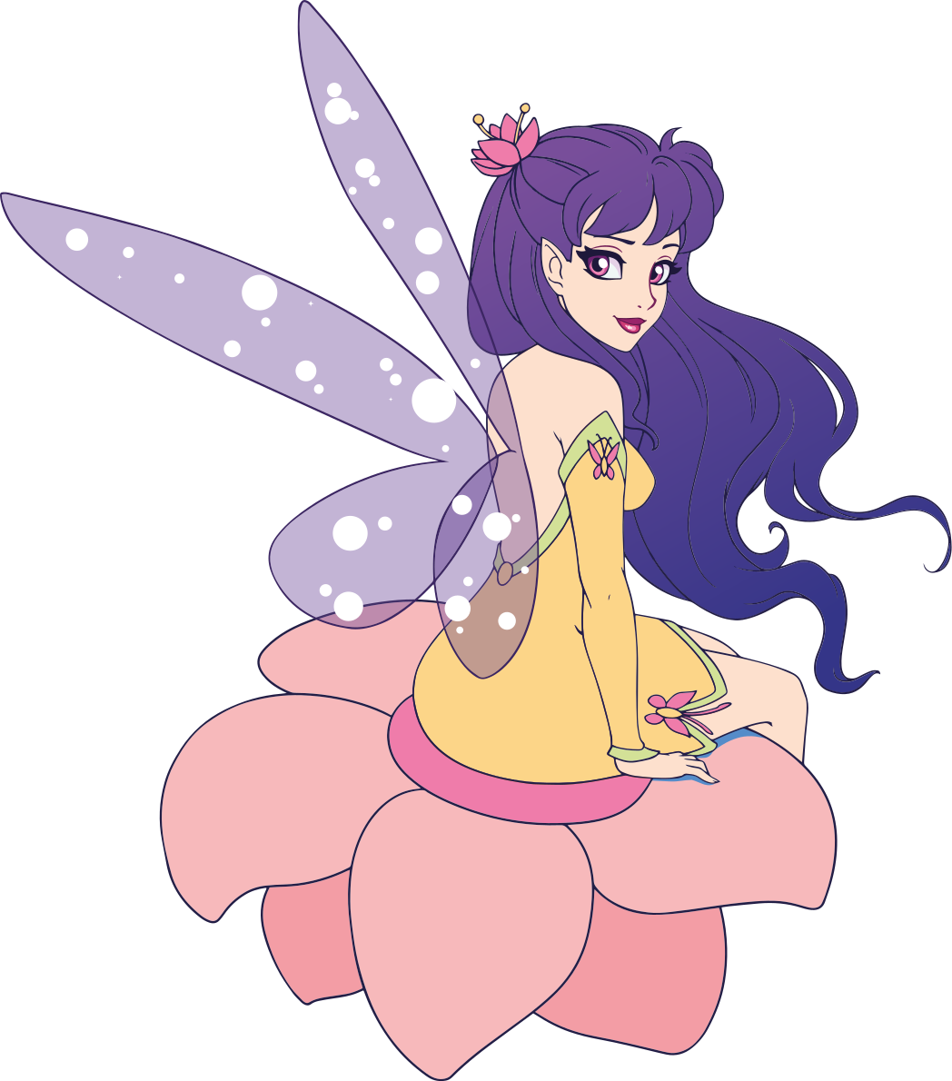 Søt fe sitter på en blomst vinyl teppe spedbarn - Tenstickers