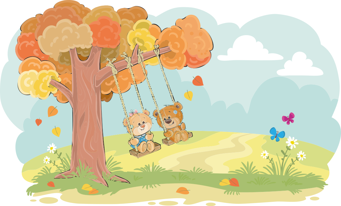 Vinyl teppe spedbarn med teddybjørner i skogen - Tenstickers