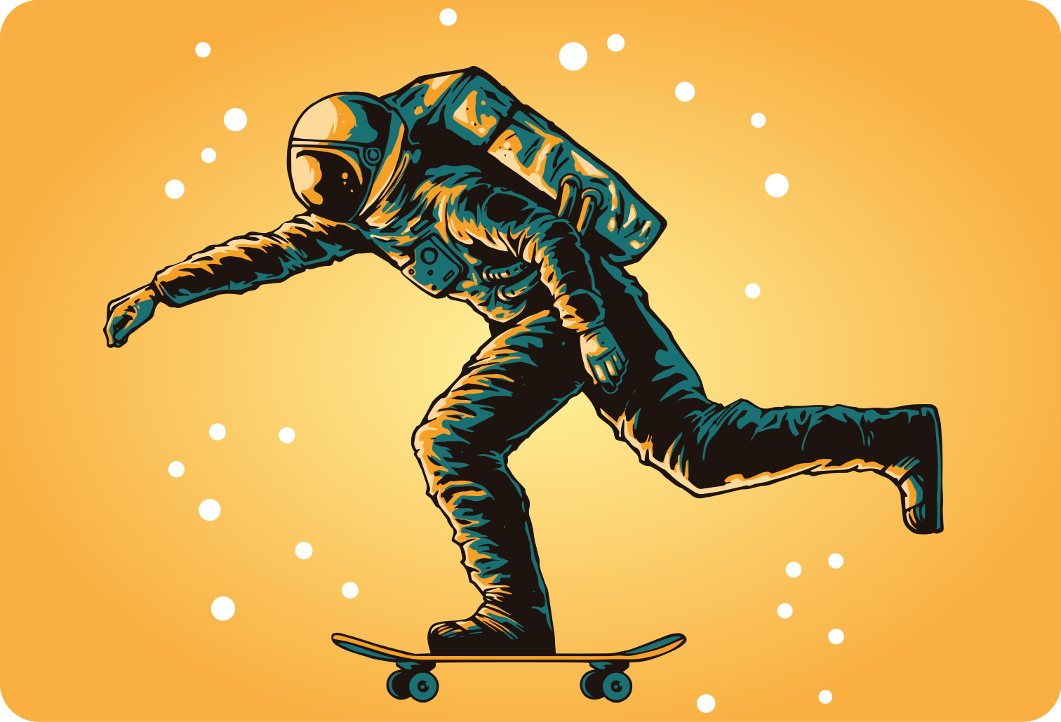Vinyl teppe spedbarn astronaut som skateboarder - Tenstickers