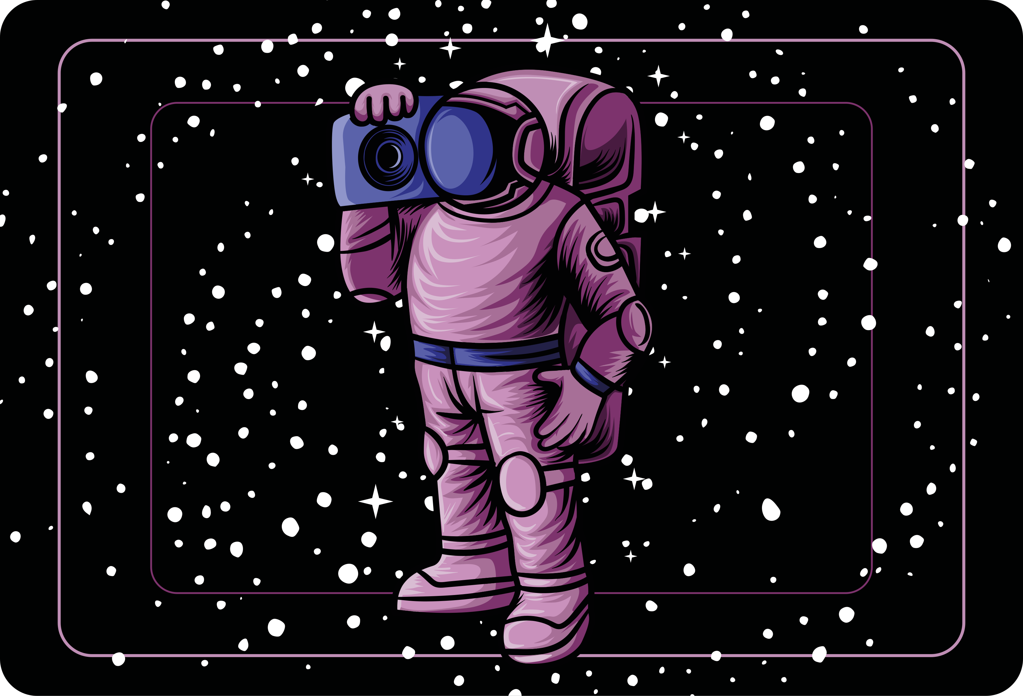 Vinyl teppe spedbarn astronaut som holder radio tape - Tenstickers