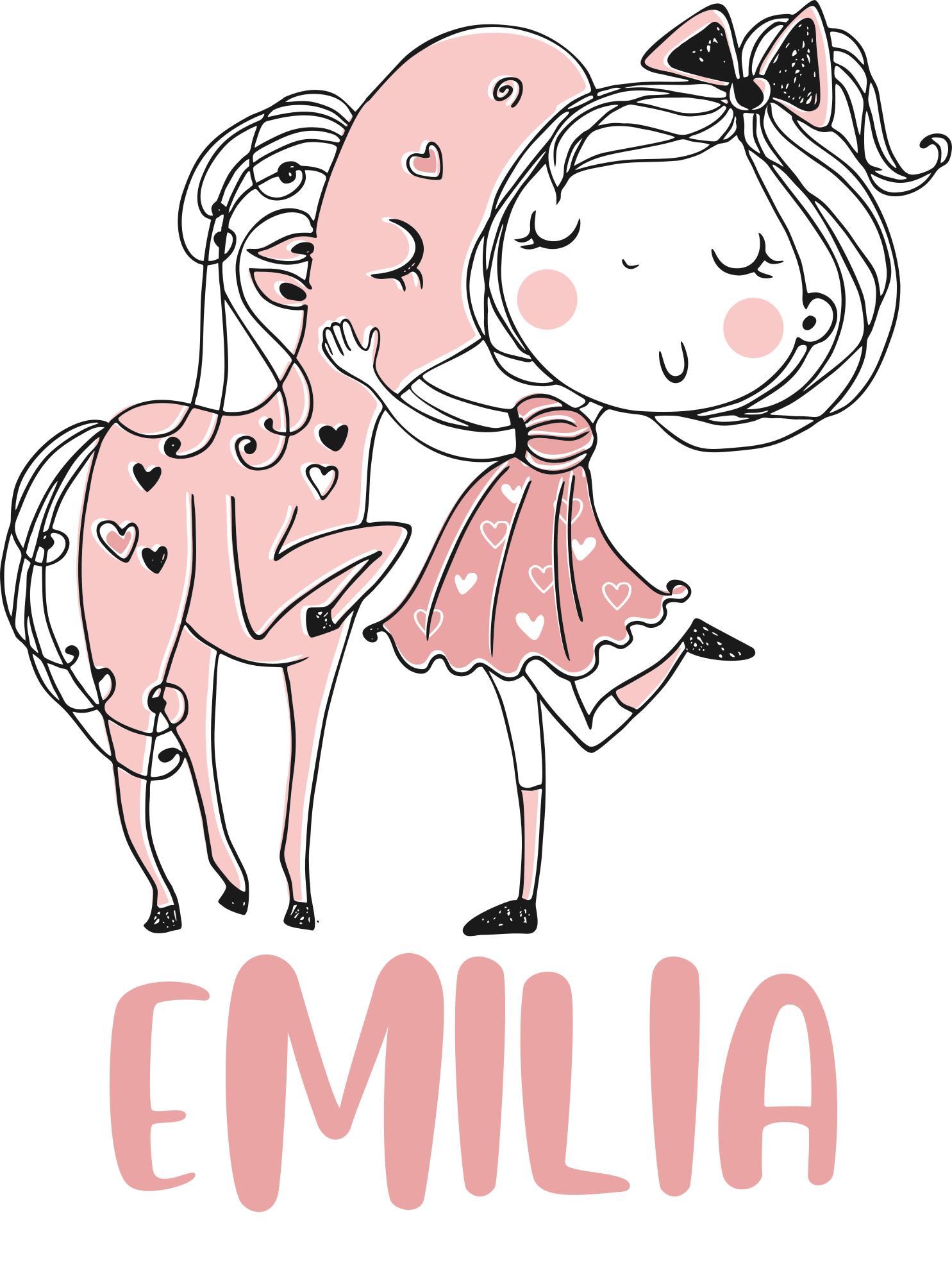 Vinyl teppe spedbarn prinsesse med rosa kjole og hest - Tenstickers