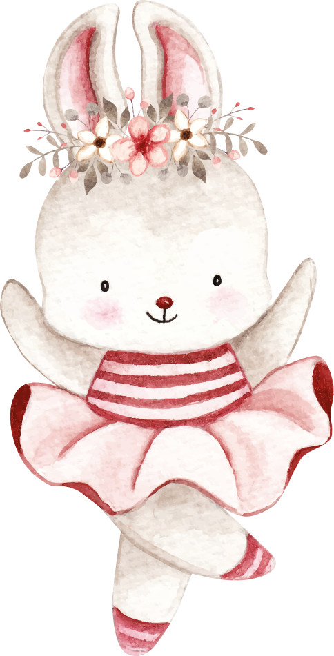 Vinyl teppe spedbarn kanin ballerina i roser - Tenstickers