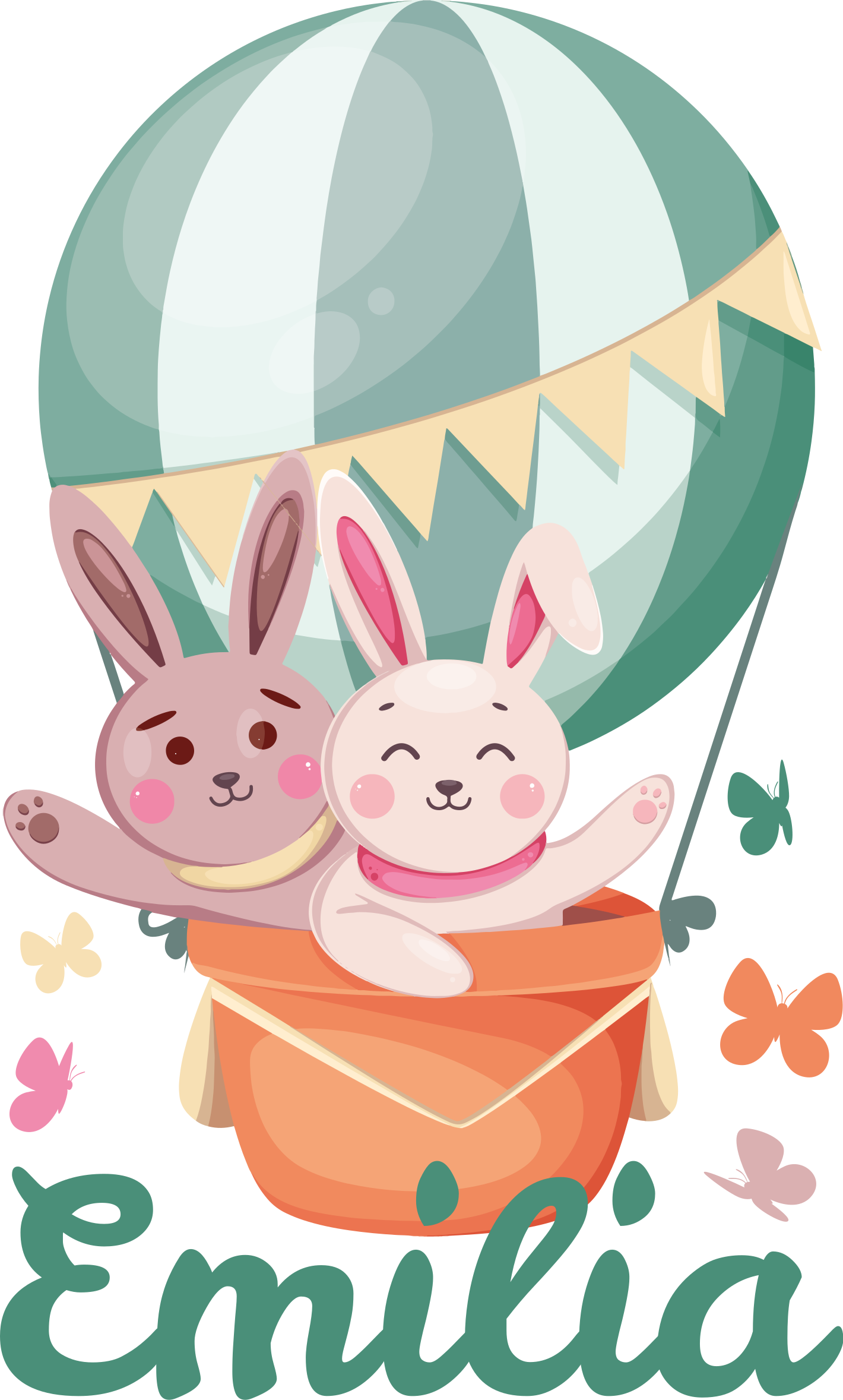 Tilpassede kaniner i ballong vinyl teppe spedbarn - Tenstickers