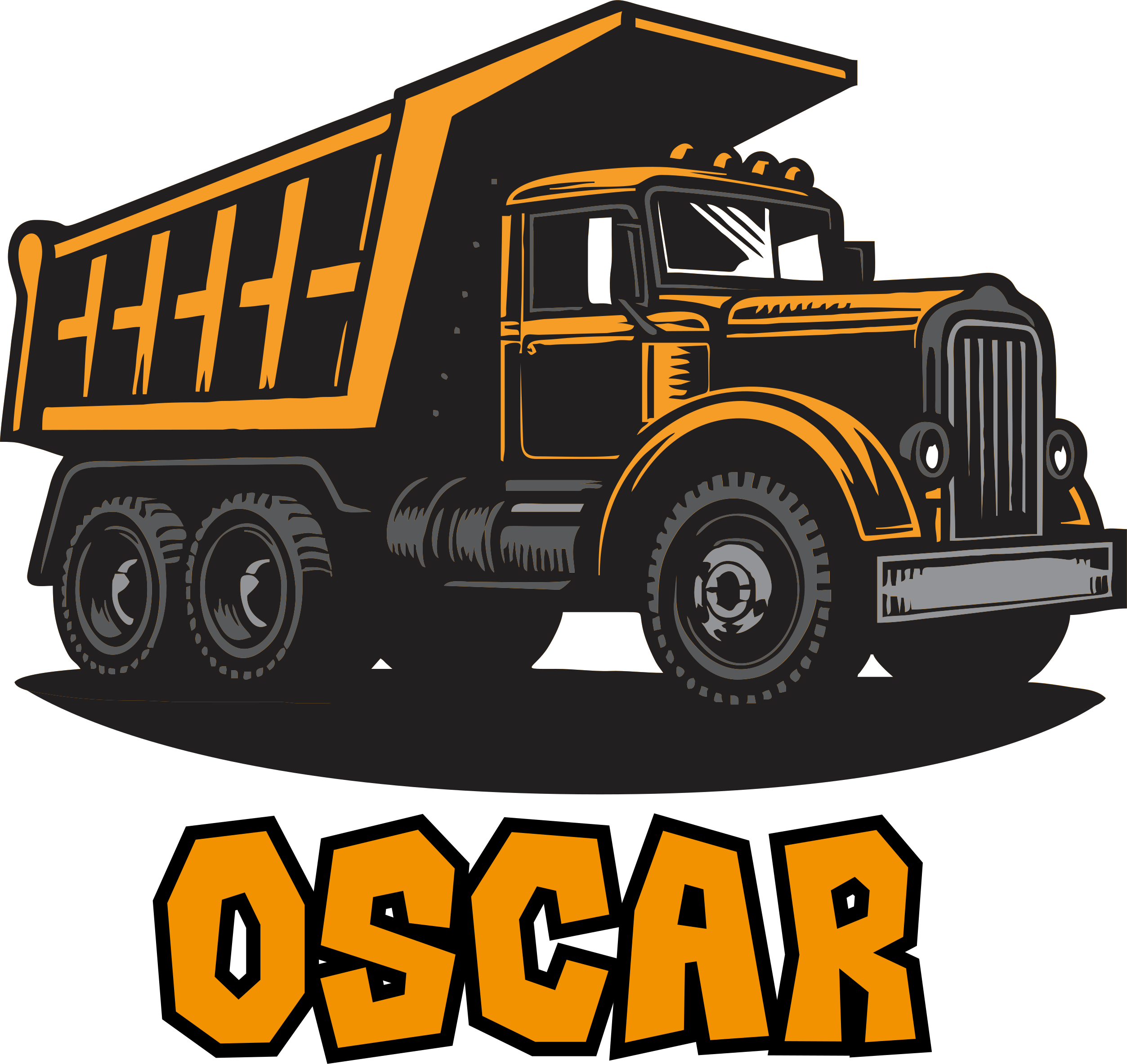 Vinyl teppe spedbarn med personlig oransje lastebil - Tenstickers