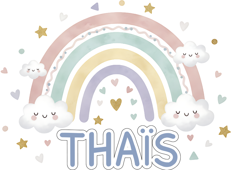 Regnbue med navn vinyl teppe spedbarn - Tenstickers