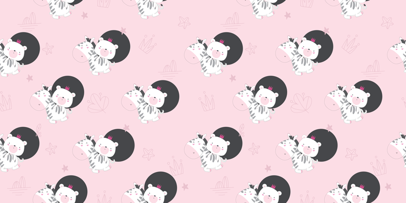 Vinyl teppe spedbarn med zebra og bjørn møbler - Tenstickers