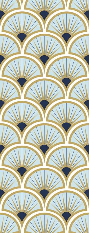 Bad vinyl teppe i art deco blå nyanser - Tenstickers