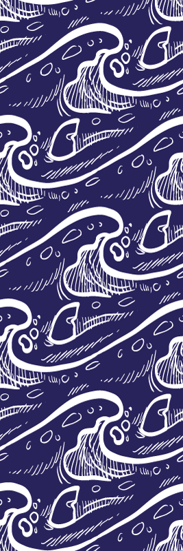 Bad vinyl teppe med blå bølgedesign - Tenstickers