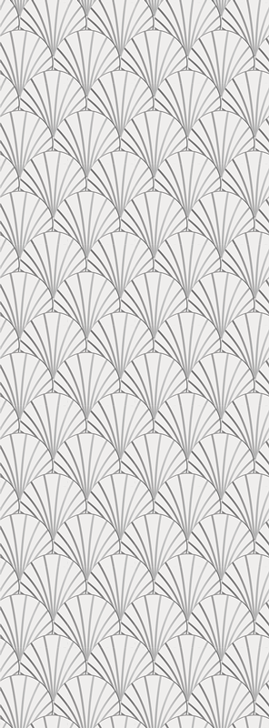 Bad vinyl teppe med art deco hvite skjell mønster - Tenstickers