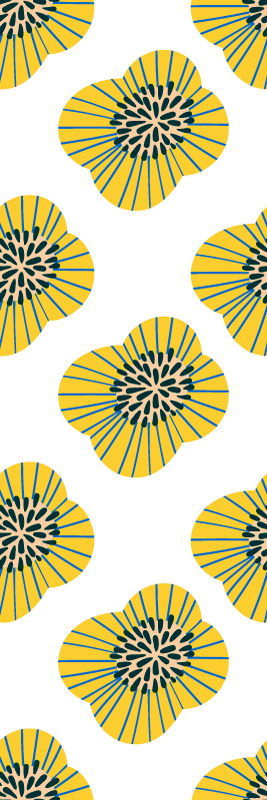 Bad vinyl teppe stor blå og gul blomsterdesign - Tenstickers