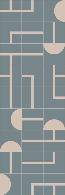 Bad vinyl teppe gråblå moderne geometrisk mønster - Tenstickers