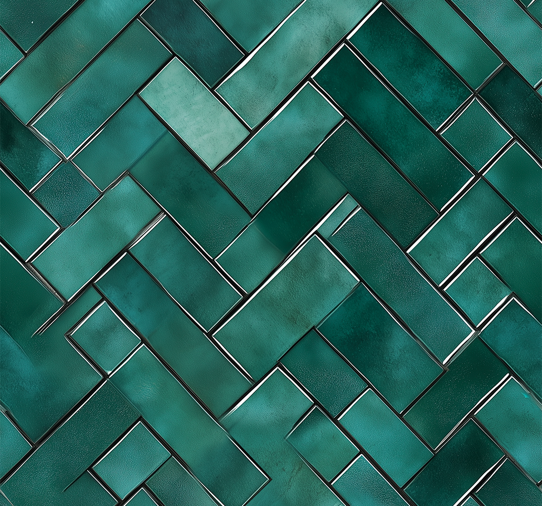 Bad vinyl teppe fiskebein grønn - Tenstickers