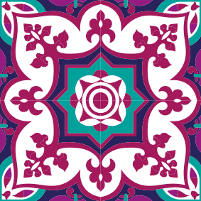 Bad vinyl teppe rosa marokkansk flis mønster - Tenstickers