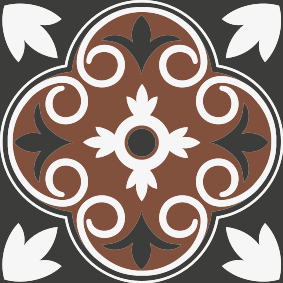 Bad vinyl teppe grå og brun vintage mønster - Tenstickers