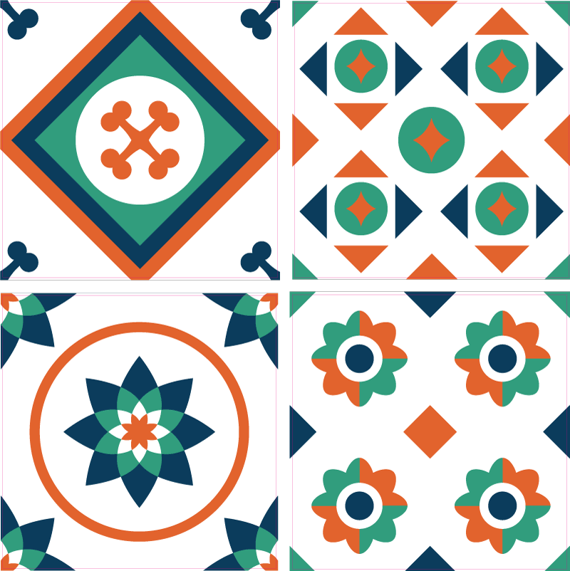 Bad vinyl teppe med geometriske fliser - Tenstickers