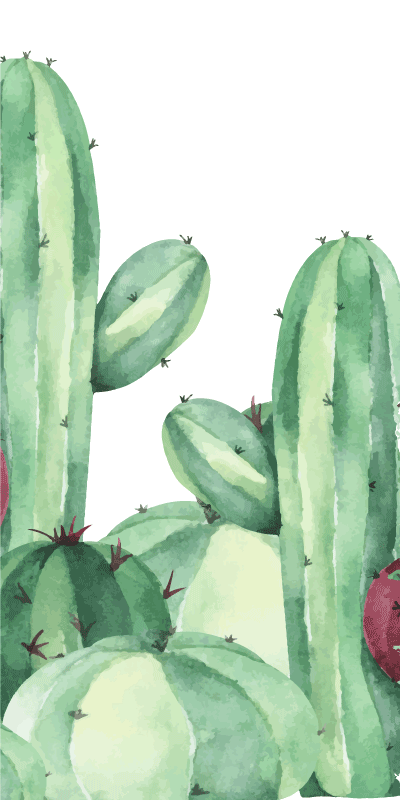 Bad vinyl teppe med kaktusplanter - Tenstickers