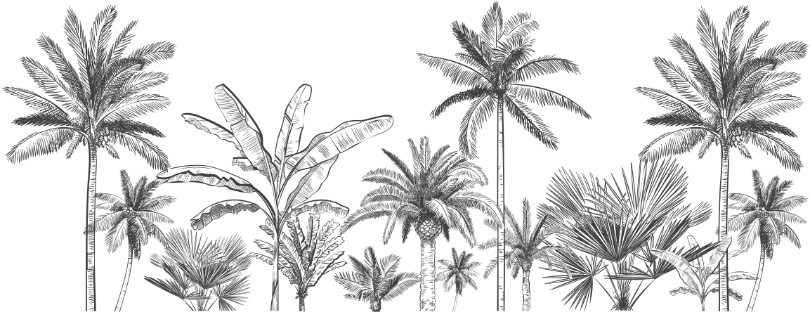 Bad vinyl teppe med skisse av tropiske trær - Tenstickers