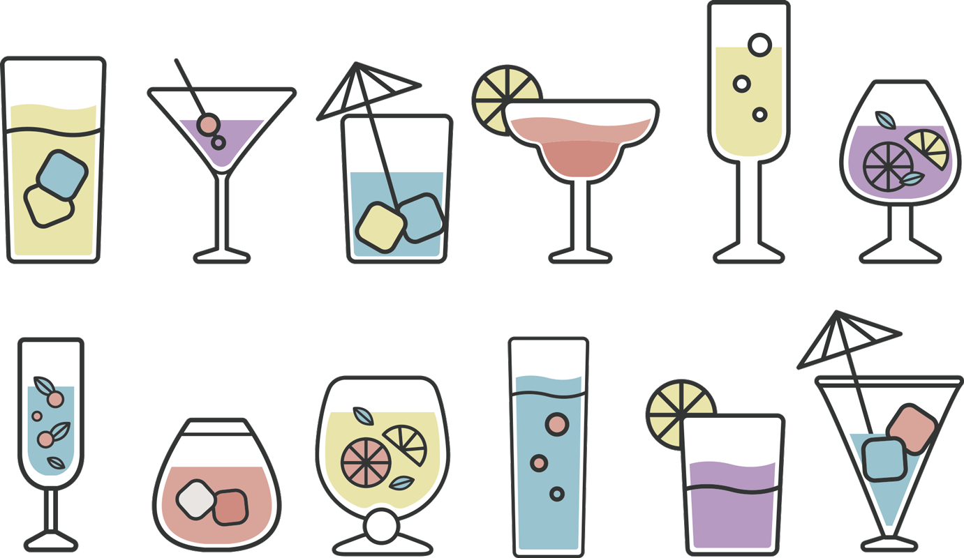 Cocktail klistremerker vinyl teppe kjøkken - Tenstickers