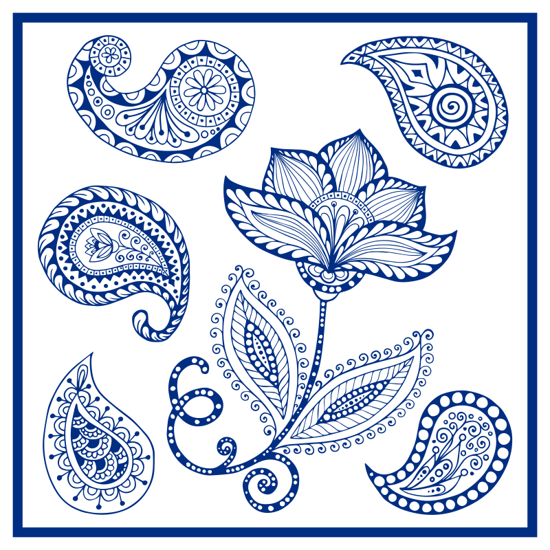 Paisley og blomster vinyl teppe kjøkken - Tenstickers