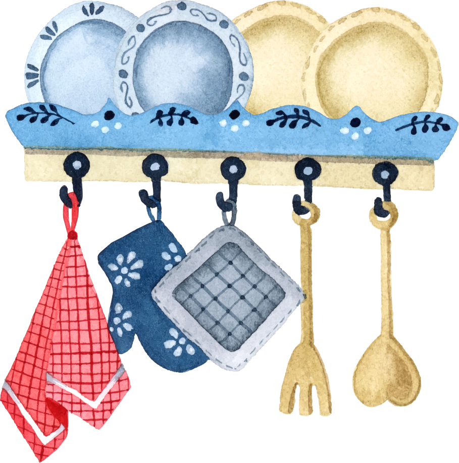 Vinyl teppe kjøkken håndtegnede kjøkkenredskaper - Tenstickers