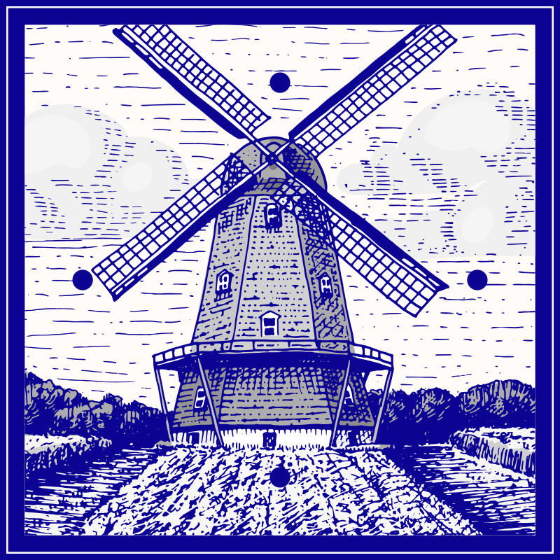 Delfts blå vinyl teppe kjøkken - Tenstickers