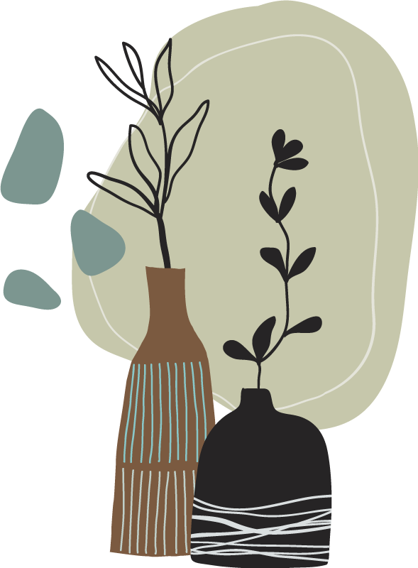 Vinyl teppe kjøkken fargede blader i vase - Tenstickers