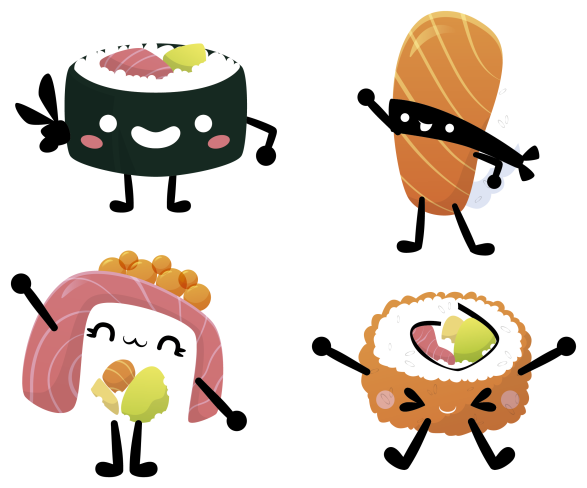 Vinyl teppe kjøkken søtt sushi design - Tenstickers