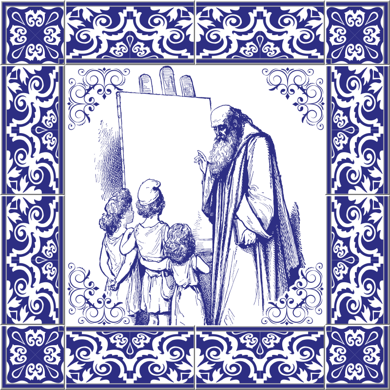 Vinyl teppe kjøkken blå delft lærer - Tenstickers