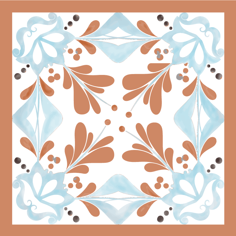 Vinyl teppe kjøkken med blomstrete middelhavsmotiv - Tenstickers