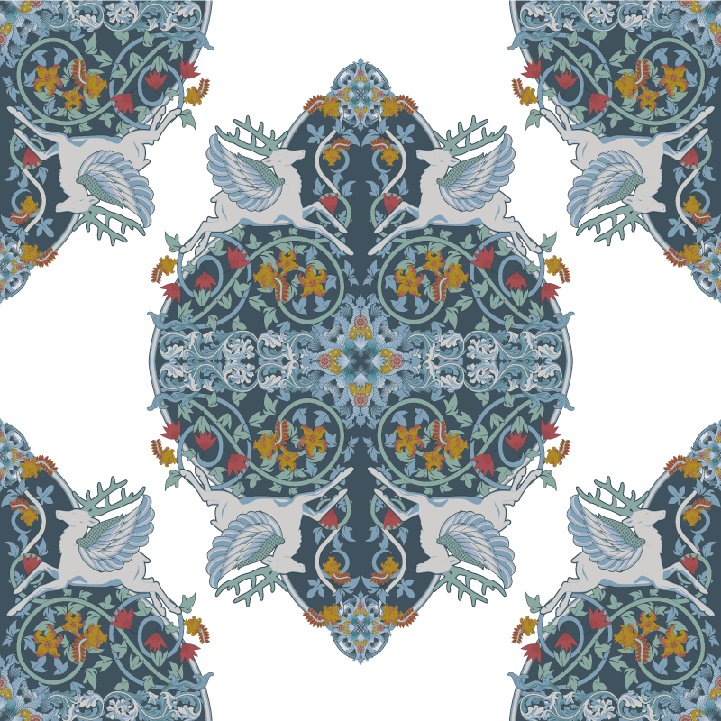 Vinyl teppe kjøkken blomster vintage fliser - Tenstickers