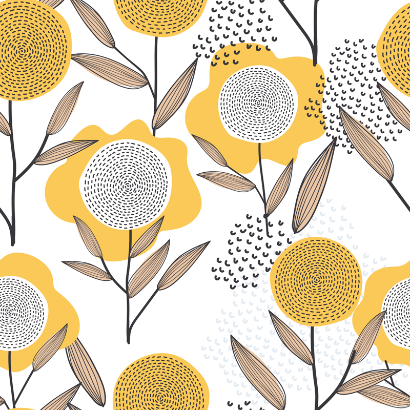 Vinyl teppe kjøkken gult abstrakt blomsterdesign - Tenstickers