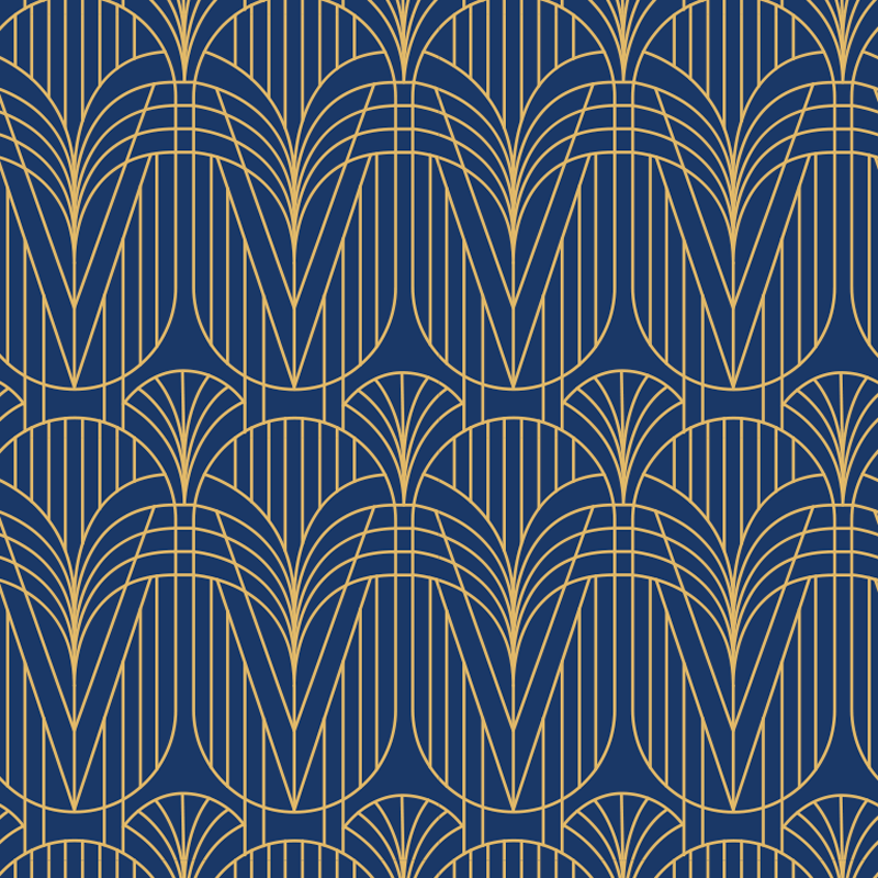 Vinyl teppe kjøkken art deco mønster med gulldetaljer - Tenstickers