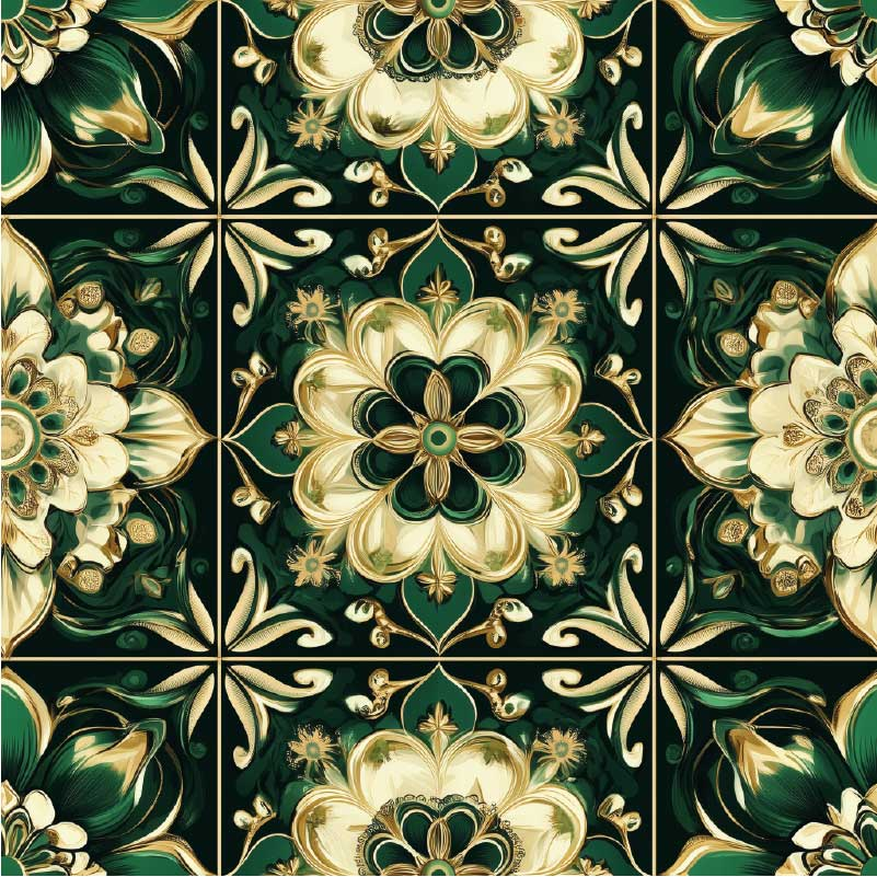 Vinyl teppe kjøkken botaniske mosaikkfliser - Tenstickers