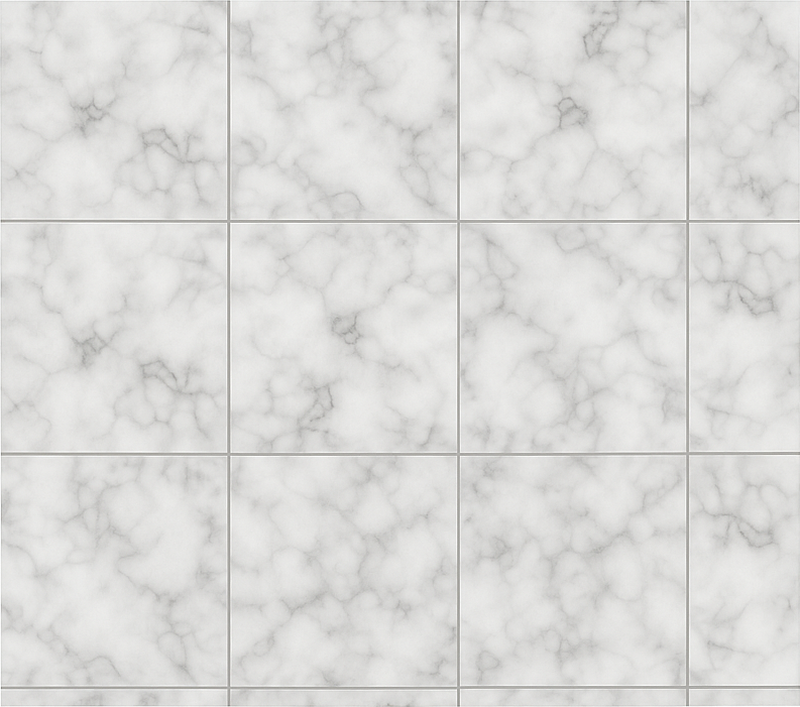 Vinyl teppe kjøkken kvadratisk hvit marmorflis - Tenstickers