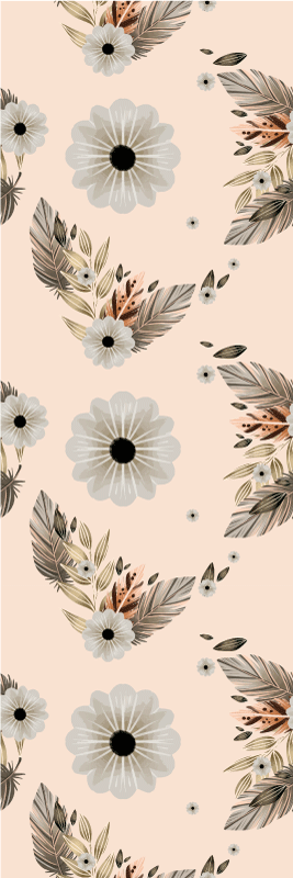 Rosa og svarte pastellblomster vinyl teppe soverom - Tenstickers