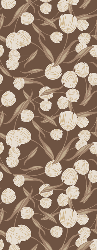 Vinyl teppe soverom elegant beige tulipanmønster - Tenstickers