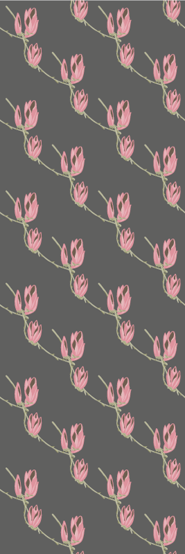 Vinyl teppe soverom små magnolia blomster grå bakgrunn - Tenstickers