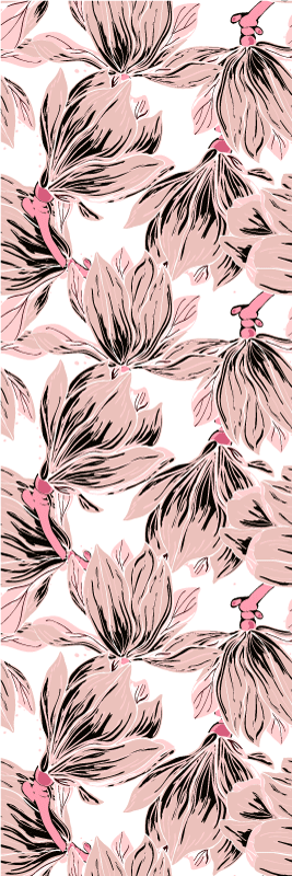 Nærbilde av hvite og rosa magnolia vinyl teppe soverom - Tenstickers