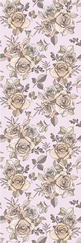 Vinyl teppe soverom shabby chic rosemønster - Tenstickers