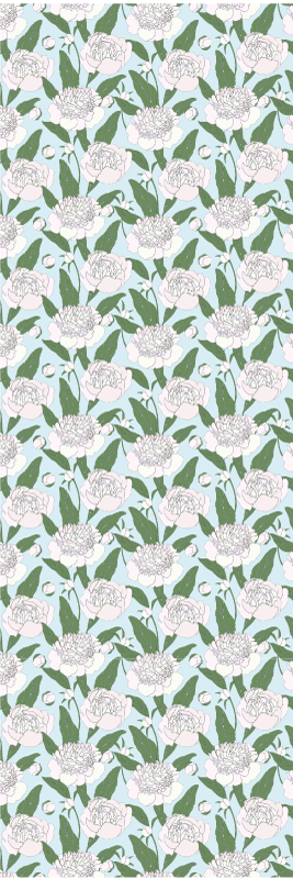 Vinyl teppe soverom hvite blomster grandmillenial mønster - Tenstickers