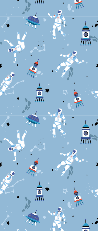 Vinyl teppe soverom med astronauter og romskip - Tenstickers