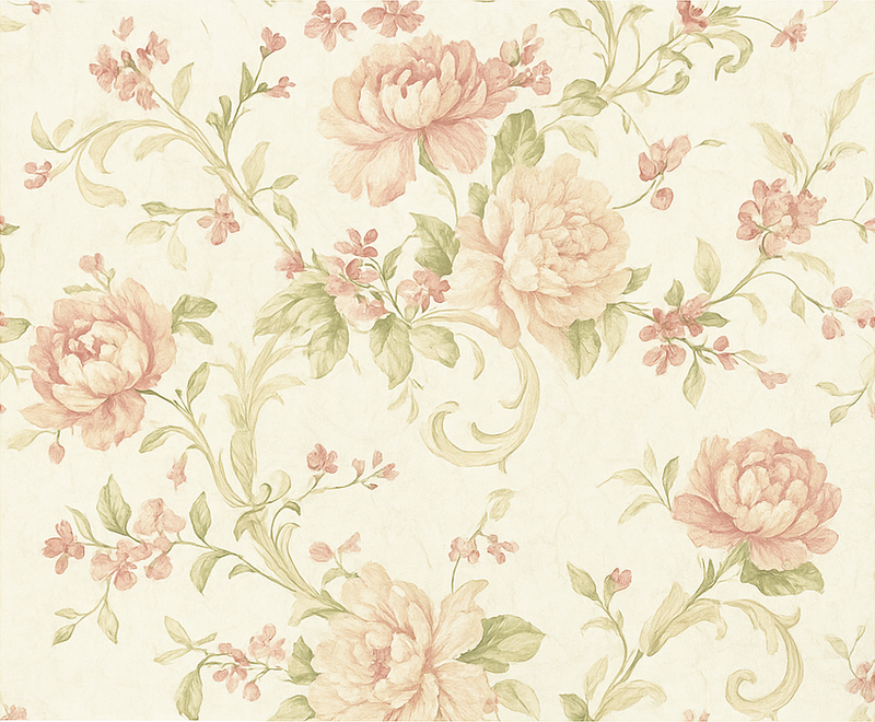 Vinyl teppe soverom lys rosa vintage blomster mønster - Tenstickers