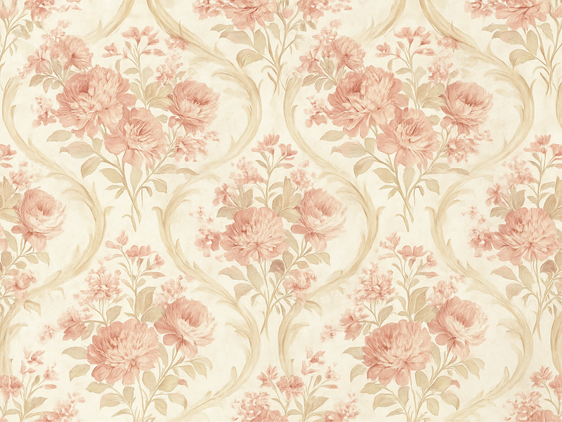 Vinyl teppe soverom med vintage lysvaskede blomster - Tenstickers