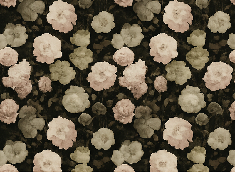 Vinyl teppe soverom mørkt retro blomstermønster - Tenstickers