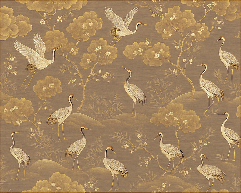 Vinyl teppe soverom gammelt asiatisk landskap - Tenstickers