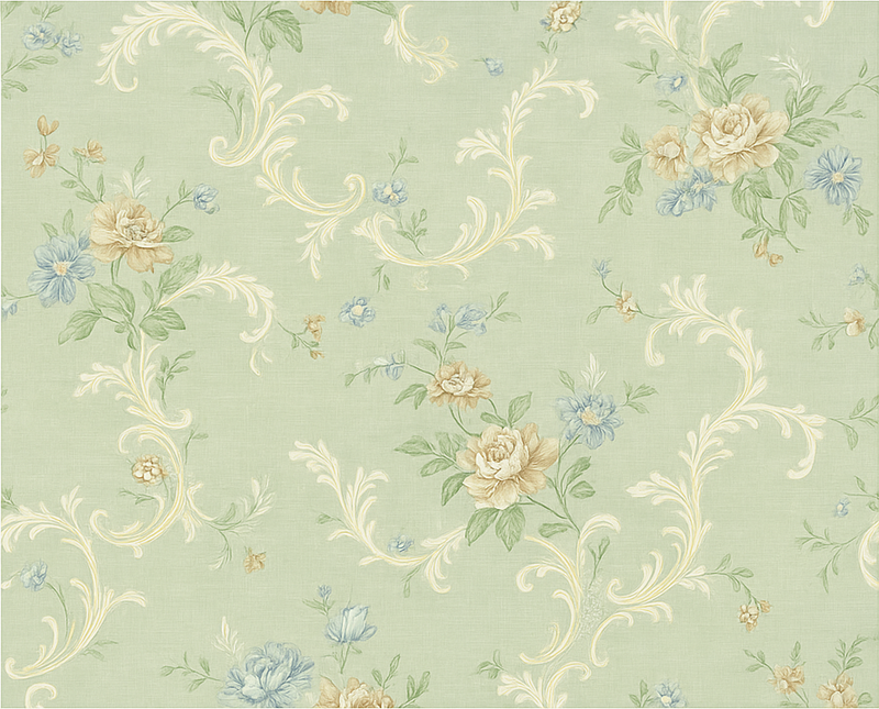Vinyl teppe soverom gammeldags blomsterdesign - Tenstickers