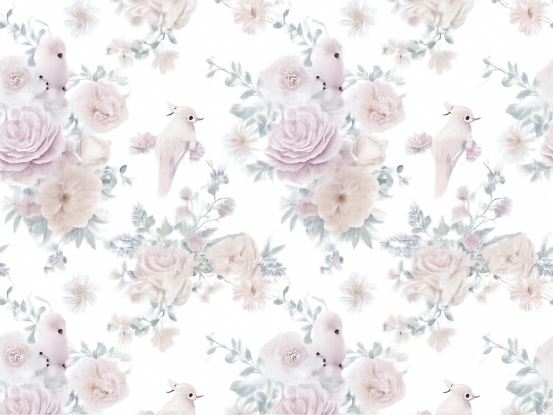 Vinyl teppe soverom grå elegant blomstermønster - Tenstickers