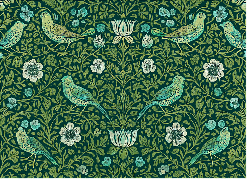 Ornamental blomster og fugl vinyl teppe soverom - Tenstickers
