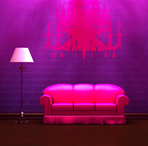 Vinyl teppe soverom dekorativt sofa og lampe - Tenstickers
